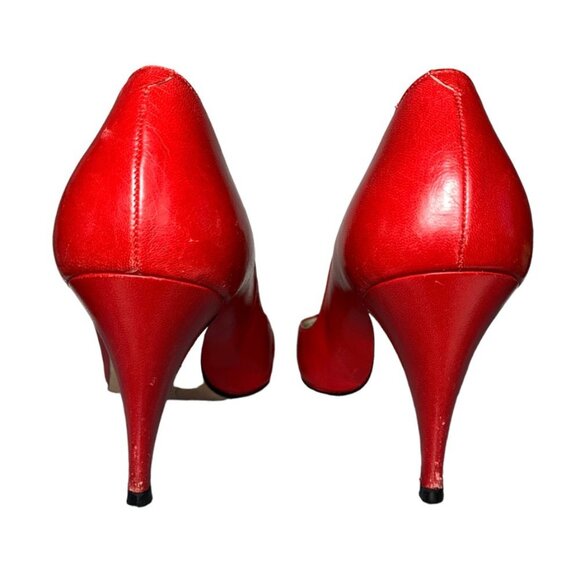 VINTAGE BALLY Leather Pump with Polka Dot Bow Detail - Picture 6 of 9